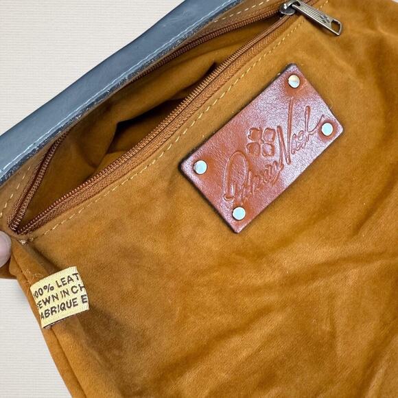 Patricia Nash Leather Oil Waxed Corfu Crossbody Shoulder Bag Quilted Blue Gray - Picture 11 of 13